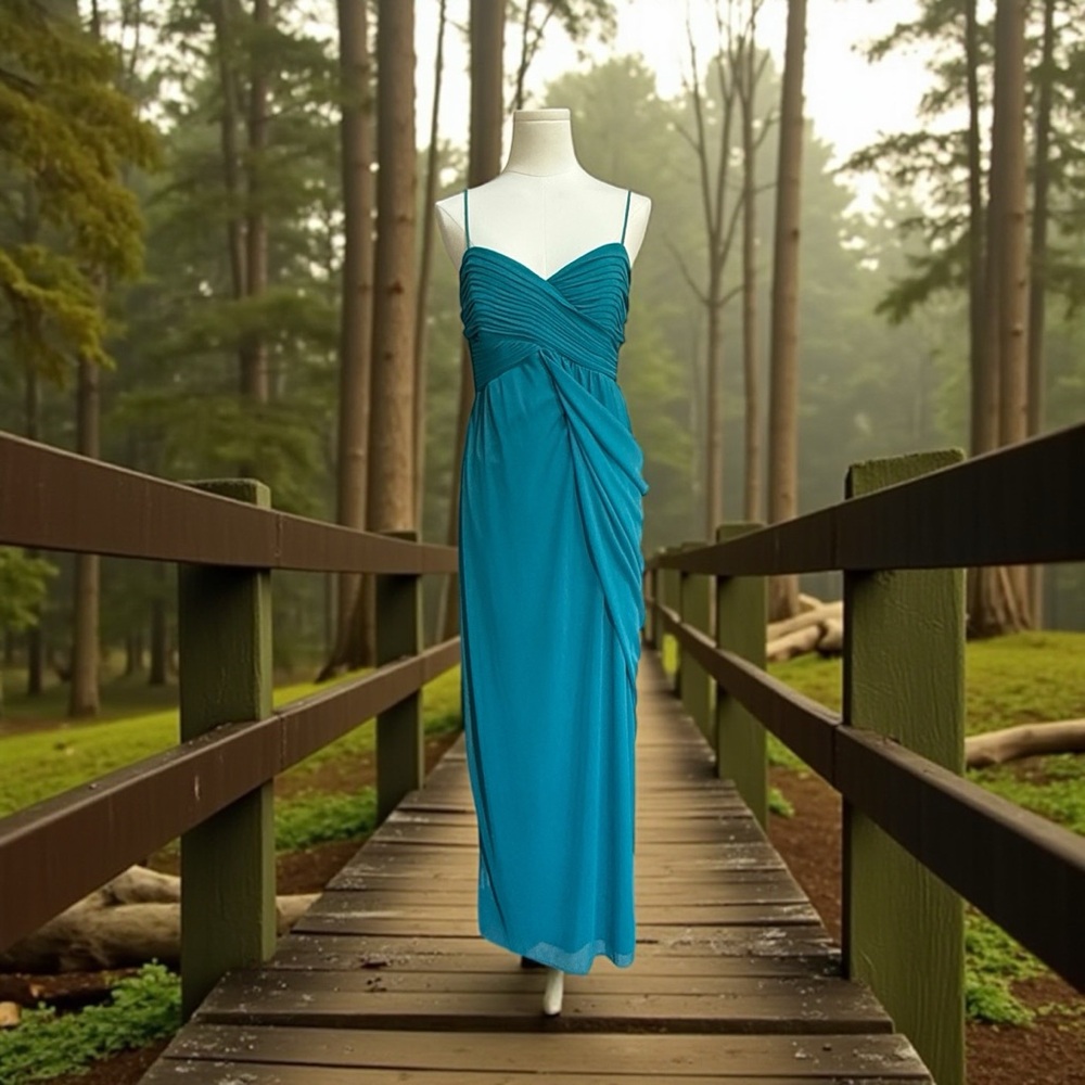 NWT Elegant Turquoise Teal Evening Gown by Alex Evenings! Size 10! NEW! - Picture 8 of 9